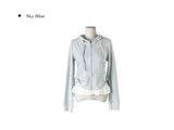 Hoan Lace Sleeveless Shirring Hood Zip-Up