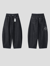 HERRINGBONE NONFADE BALLOON JEANS