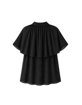 レオニーⅤネックケープタイボタンブラウス Black