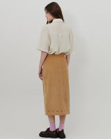 ORNAMENT PRINT CORDUROY SKIRT [BEIGE]