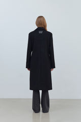 SIDE CUT OUT SINGLE WOOL COAT - BLACK