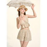 [GirlyFancyClub] Pastiel Style* Kaki Casual Lace Pants