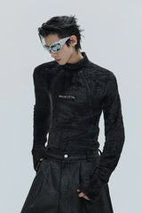 Deconstructed Fleece Turtleneck Top