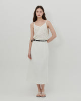 LOGO PLATE MIDI SKIRT [WHITE]