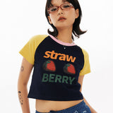ストロベリーラグランクロップtシャツ