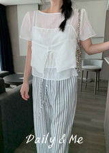striped banding pants