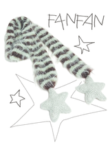 Fluffy Striped Scarf with Star Accents at Both Ends, Cozy Long-Yarn Wrap for Autumn & Winter