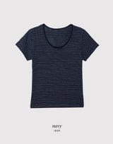 デイリーボーダーUネックショートスリーブTシャツ (3color)