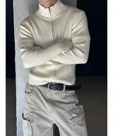 [MUSCLE FIT] Highneck warmer knit zip(3color)