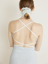FLOWER STRING RIBBON MONOKINI - SKY BLUE