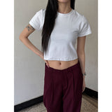 [BASIC ITEM] Basic semi crop t-shirts(4color)