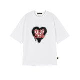 オーバーサイズ ヒップホップ ダンススタジオ ハートグラフィック 半袖Tシャツ_WHITE