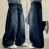 Ipp vintage washing round incision denim wide pants