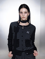 MOTION STRIPE BUTTON CARDIGAN