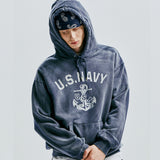 USN VTG DYEING HOODIE DUSTY NAVY