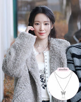 [(G)I-DLE Shuhua Necklace] ミスティックバタフラインレイヤードネックレス - Silver color