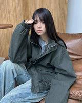 Denz Washed High-Neck Field Jacket
