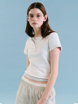 NUBASIC ヘンリーネック Tシャツ ホワイト