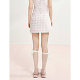 [GirlyFancyClub] Pinkish Girl Color Palette Pink Plaid Skirt