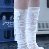 Rose Corsage Leg Warmer Socks - White