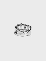 Multi Hash Tag Pinky Open Ring (Silver)