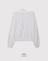 #One Shoulder Ribbon Loose Fit Sweat Shirt (4color)