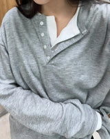 Para Soft Henley Neck Long Sleeve Tee
