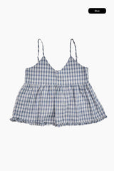 Mona check bustier blouse