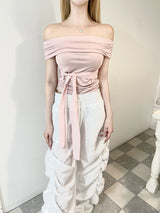 1271. Flap off chiffon ribbon crop top (4color)