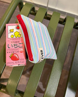 Multi stripe flat pouch - blue , S size