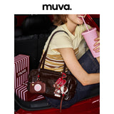 muva. Dundan Bag, Oil‑Wax Leather Strap‑Detail Underarm Bag, Large‑Capacity Premium‑Feel Niche Shoulder Purse for Women, New Arrival Jul 10