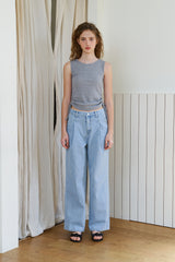 Shirring sleeveless top_gray