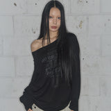 DIVINE CROSS OFF-SHOULDER TEE (BLACK) F25ZB036