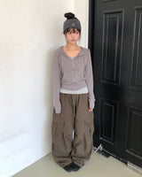 Teken Button Wide Cargo Pants