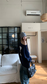 Boxy loose fit off-shoulder sweatshirt