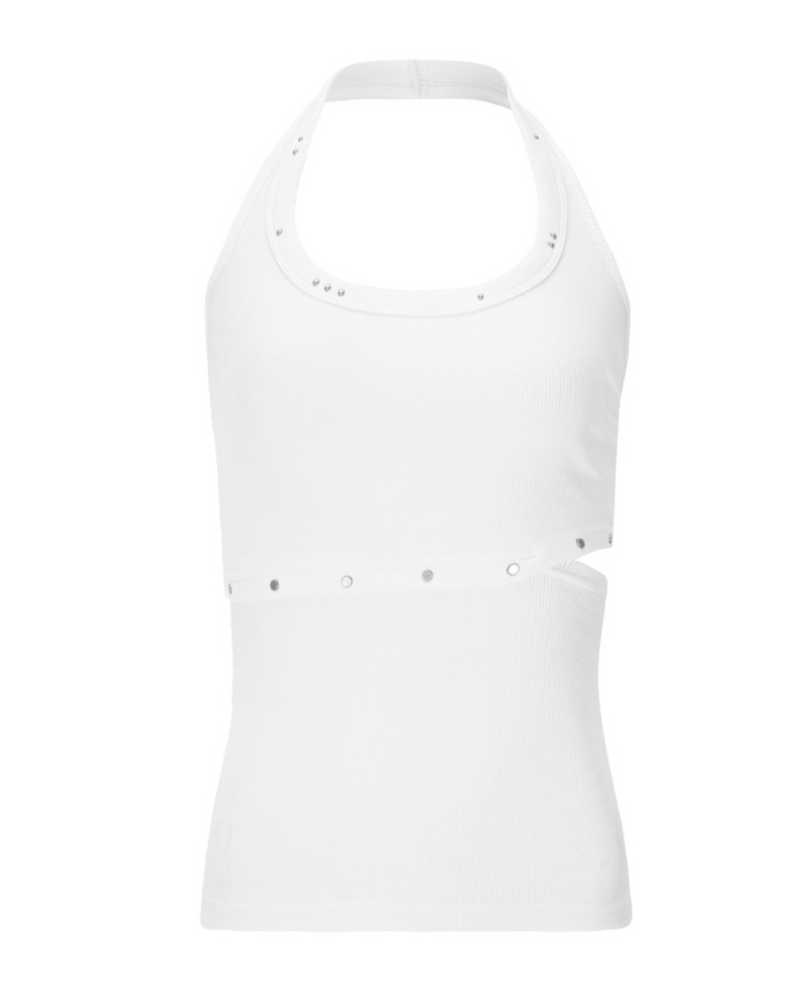 STUD HALTER TANKTOP - WHITE