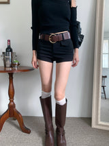 Sculpt Two-Button Spandex Shorts & Belt SET (3 Colors)