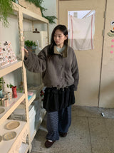 キカムストライプバンディングワイドブラッシュドパンツ