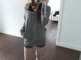 V neck hood zipup