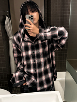 shea hooded checkered shirt