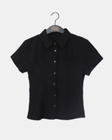 Deepen Embossing Linkle Collar Short-Sleeved Shirt