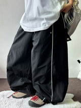 PIPING NYLON BALLOON WIDE LONG PANTS 🫐💙🖤🩶3COLOR