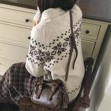Rompo Snowflake Nordic Two-Way Collar Knit Zip-Up