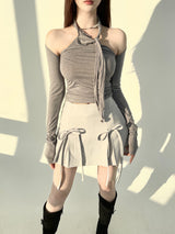 1155. Via scarf halter top bolero set (5color)