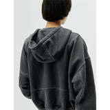 Oversized Full Zip Hoodie - Washed Black