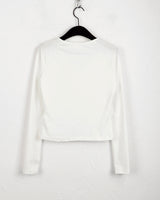 EzenAngelコアファーリボンストラップロングスリーブTシャツ