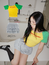 Lemonade Unbalanced Off-Shoulder Short-Sleeved T-Shirt