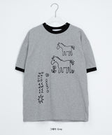[unisex] Moab Horse Printing Ringer Short Sleeve Tee