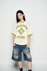 25SS ヘムラインデストロイドデニムショートパンツ ブルー