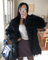 [wool 10%] Mauve Winter Wool Mini Skirt